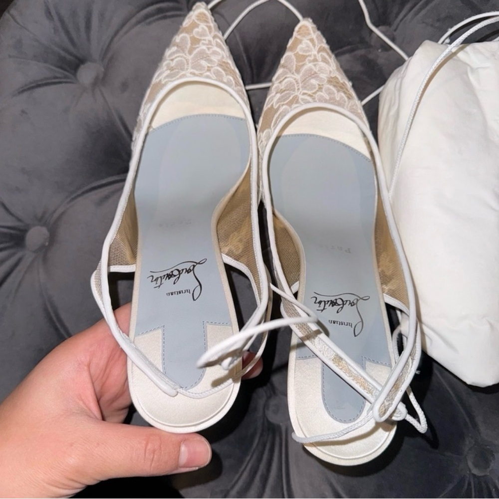 Christian Louboutin White Lace Heels - Picture 9 of 10